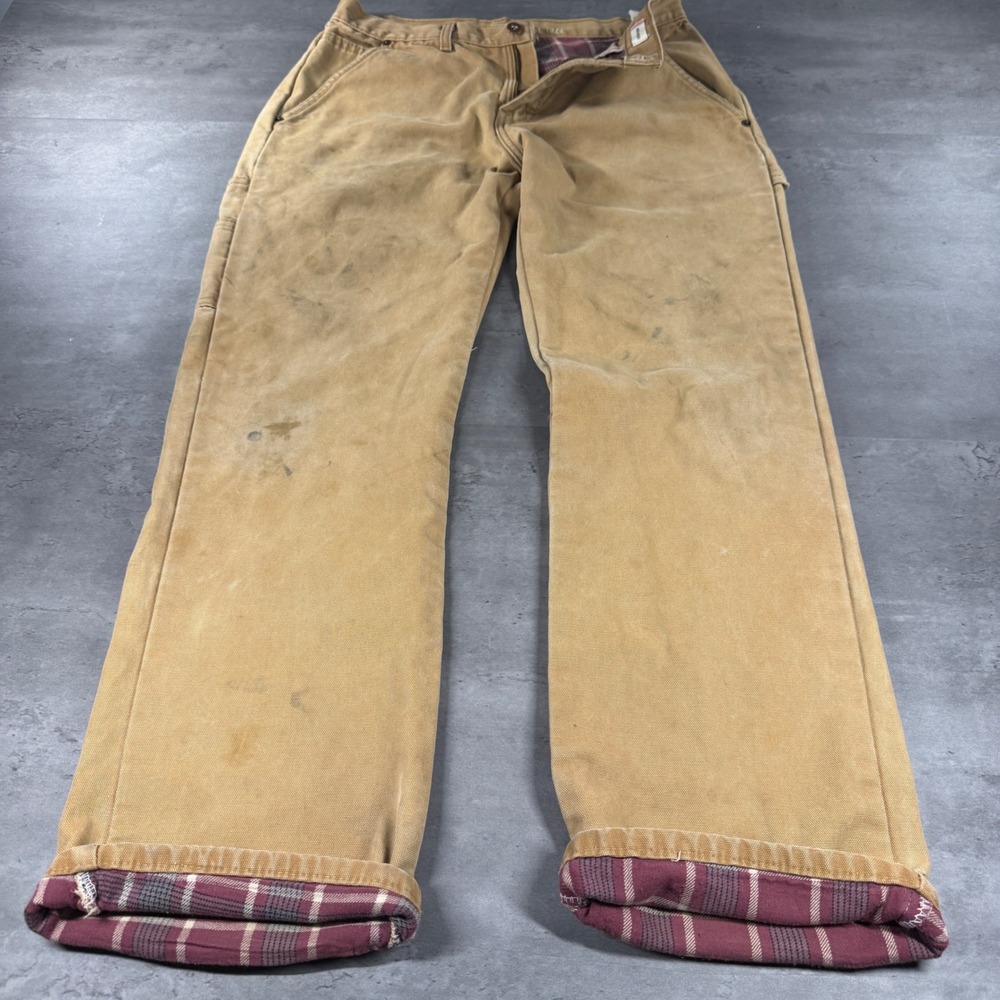 Dickies Brown Work Cargo Pants with Plaid Cuff